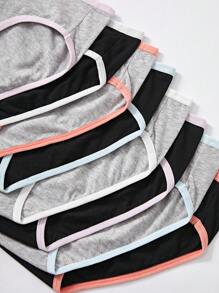 SHEIN 8pcs/Pack Teen Girls Plain Cotton Briefs, Comfortable & Soft - Multicolor - View 6