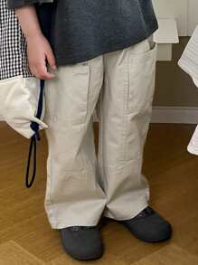 Dazy Kids Young Boy Solid Color Loose Baggy Pocket Pants, Casual - Light Grey - View 5