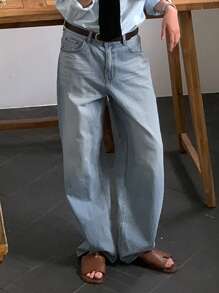 DAZY Men's Casual Blue Washed Straight-Leg Jeans, Suitable For All Seasons - Blue - View 5