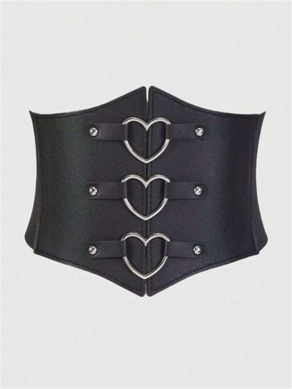ROMWE Goth Thắt lưng áo crop top da PU buộc dây, dự tiệc lễ hội