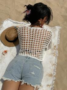 Swim Vcay Women's Solid Color Beach Casual Vacation Sexy Kimono Cover Up For Summer - Beige - View 4