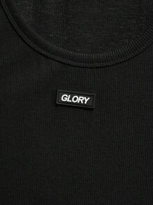 SHEIN Forever 21 Men's Muscle Top With Rubber Stamp And Lettering Summer Leisure - Black - View 3