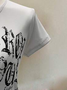 INAWLY Women's Summer Punk Rock Slim Fit Skull Print Short Sleeve T-Shirt