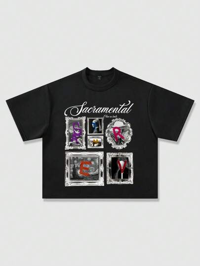 Street Life T-shirt à manches courtes imprimé streetwear Y2K pour hommes, simple et , adapté pour l'été