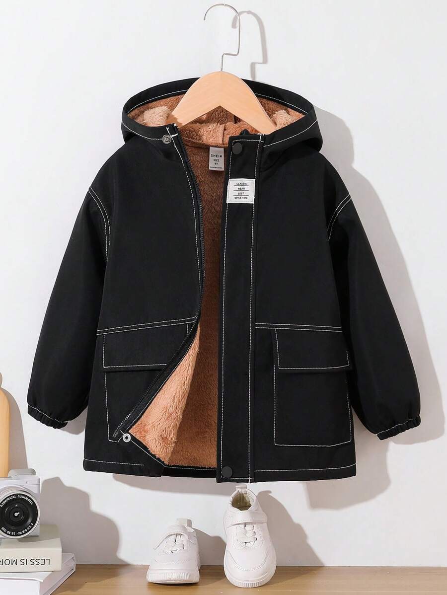 1 件装年轻男孩休闲学院风针织毛衣，带条纹细节，高领，宽松版型 - 适合返校、日常穿着、秋冬装 - 卡其色 - 查看 1