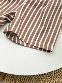 SHEIN Vintaside Kids 青少年男孩休閒條紋西裝短褲 - 彩色 - 查看 5