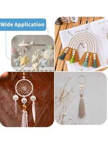 SHEIN 80 颗 20 毫米木质笑脸珠带孔适用于 DIY 钩针编织、工艺品、钥匙扣和其他特殊串珠装饰（款式随机） - 彩色 - 查看 4