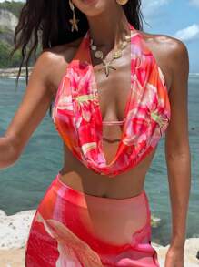 Opulessa Women Simple Cropped Halter Top, Suitable For Summer Beach - White - View 1