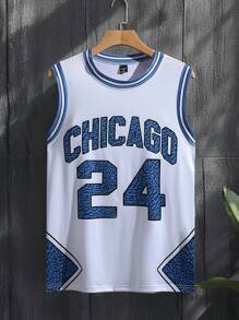 Manfinity Campus Court Áo ba lỗ cổ tròn kẻ sọc số thường ngày cho nam - Nhiều màu - Xem 4