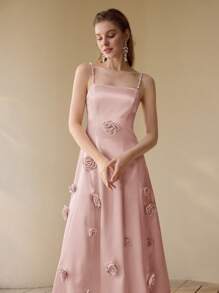 MOTF PREMIUM 立体花朵拉链连衣裙 - 粉色 - 查看 4