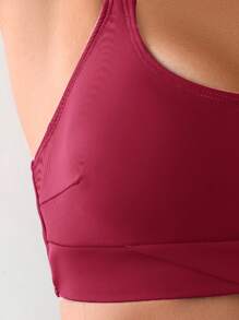 Swim Chiccia Conjunto de bikini informal de 2 piezas de unicolor para mujer, apto para la playa en verano - Burdeos - Ver 5