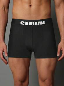 SUMWON paquete de bóxer tipo tronco de la firma del diseñador SMWN, con cintura elástica, longitud mitad muslo, que absorbe la humedad, transpirable y cómodo para deportes, entrenamiento, dormir y estar en casa