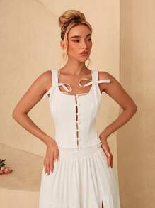 Glamine Women's Lace Patchwork Tank Top - White - View 5