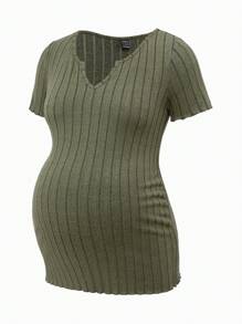 SHEIN Maternity Solid Color Short Sleeve T-Shirt, Casual And Fashionable For Daily Wear Spring Women's Clothing - Multicolor - View 8