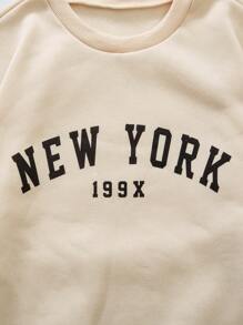 3pcs/Set Teen Boy Casual Loose Letter Print Round Neck Long Sleeve Sweatshirt, Autumn