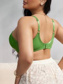 SHEIN 1 件大码女士蕾丝支撑内衣文胸套装 - 綠色 - 查看 2