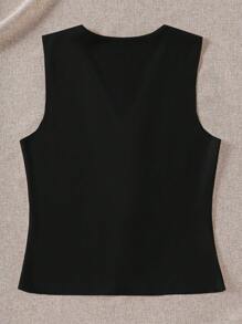 SHEIN EZwear 女士纯色 V 领单排扣休闲背心