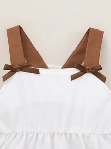 SHEIN 1 szt. Sukienka z nadrukiem kwiatowym dla dziewczynek z kokardą i nadrukiem Cami, elegancka, luźna, w stylu księżniczki, z wysokim stanem, letnia, nowa