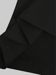 INAWLY 女士纯色镂空蝴蝶结装饰 T 恤 - 黑色 - 查看 8