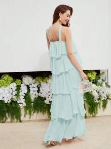 MOTF PREMIUM STEREO FLORAL TIERED LAYER DRESS - Mint Green - View 4