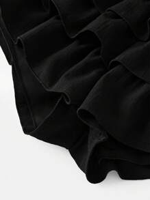 Tween Girls Plain Color Casual Fashion Skirt-Shorts - Black - View 4