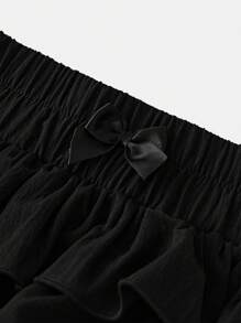 Tween Girls Plain Color Casual Fashion Skirt-Shorts - Black - View 3