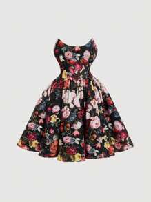 SHEIN MOD Dieses Ärmellosse Poly Organdy Mini Puff Kleid. Die Versteifung und die Lagen des gefalteten Rocks schaffen eine strukturierte feminine Silhouette