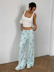 SHEIN EZwear Women's New Lightweight Sweet Home Leisure Printed Pants