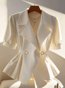 SHEIN CURVE+ Plus-Size Woven Elegant Holiday Summer Shirt