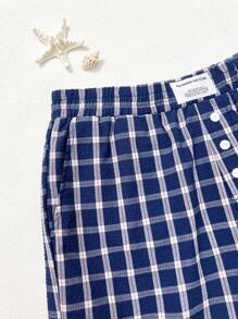 Manfinity VCAY Unisex Casual Woven Patch Faux Placket Badge Decoration Waist Straight Shorts, Suitable For Daily Wear - Blue - View 5
