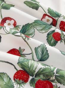 SHEIN MOD Blouse à manches bouffantes avec motif de fraise et nœud papillon, tenue de villégiature pour femmes, thé, t-shirts amusants, vacances de printemps, printemps/été pour femmes, blouse de brunch, hauts d'été mignons, tenue occidentale pour femmes, concert country pour femmes/rave, bohème, volants - Multicolore - Voir 4