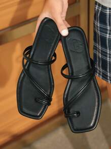 HighSole Ciabatte piatte nere alla moda e versatili per donne