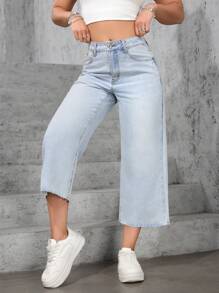 SHEIN EZwear 女士休闲洗水宽松牛仔裤