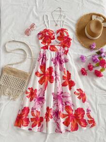 Soleia 女士休闲简约中长连衣裙，日常女士夏季连衣裙度假装女士沙滩裙热带度假女士衣服夏威夷