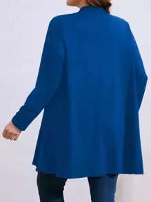 Plus Size Women Asymmetrical Hem Loose Casual Commuting Jacket Fall Winter Cloth For Women Autumn - Blue - View 2