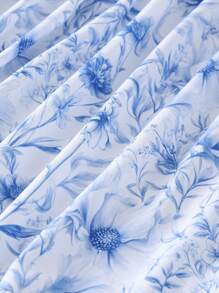 Sparklyn Teens & Girls Flower Allover Print Ruffle Hem Short Sleeve Dress - Baby Blue - View 6