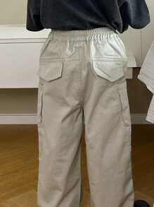 Dazy Kids Young Boy Solid Color Loose Baggy Pocket Pants, Casual - Light Grey - View 2