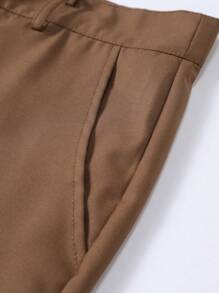 Manfinity Mode Plus Size Men Colorblock Lapel Neck Long Sleeve Blazer And Pants Casual Set - Bronze - View 7