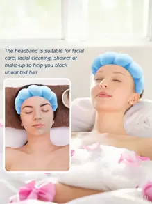1套海绵头带和腕带，超柔软，高吸水性，适用于瑜伽、跑步、健身、护肤、保湿、面膜清洁、美容配件、自我护理必需品、浴室必备品、健身装备、四季皆宜、家庭水疗、健身房伴侣 - 藍色 - 查看 7