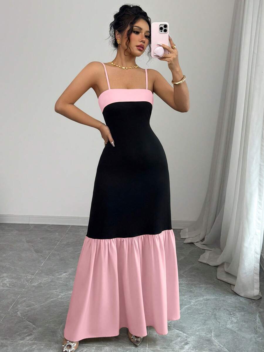 Elenzga Women Casual Simple Spaghetti Strap Dress, Suitable For Summer - Multicolor - View 1