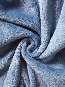 SHEIN Playful Pals 2 件装男婴蓝色和白色毛绒怪物爪子设计连帽连体衣带手套、长袖和裤子家居服套装 - 霧霾藍 - 查看 6