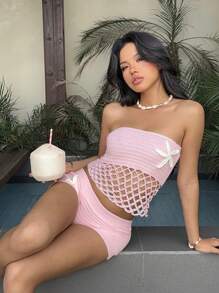 Aloruh 女式 Y2K 性感海星针织短裤，低腰，适合度假和日常穿着，春夏秋冬