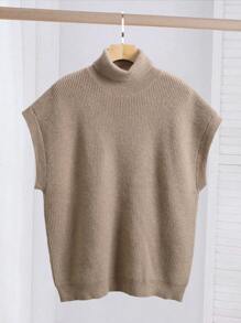 Manfinity Hypemode Chaleco de punto de cuello alto casual de unicolor para hombre, otoño/invierno