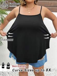 SHEIN CURVE+ Große Größen Damen Einfarbig Kühler Stoff Rückenfrei Weste