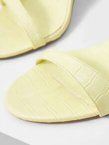 MOTF PREMIUM SANDALIAS DE TACÓN ALTO CON CORREA DE TOBILLO Y ESTAMPADO DE COCODRILO SIMPLE - Amarillo - Ver 6