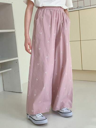 Dazy Kids Tween Girl' Allover Print Elastic Waist Wide-Leg Pants, Spring & Summer