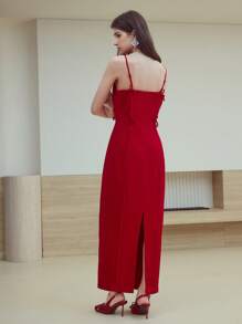 MOTF STUDIO BOW DECOR SPLIT DRESS,BUSINESS CASUAL WOMAN - Red - View 2