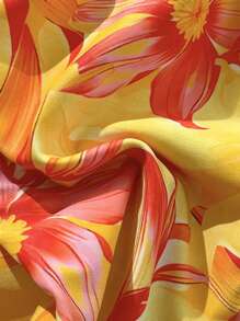 Swim Mod Floral Print Halter Bikini Swimwear For Summer Beach Vacation - Multicolor - View 4