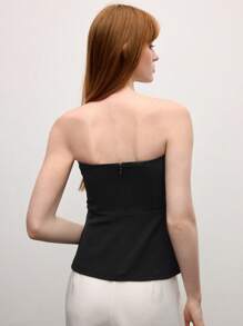 BizChic Blusa escotada elegante de mujer con hebilla de metal negra, apta para uso diario, trabajo, citas y vacaciones, para primavera/verano
