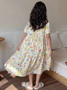 Dazy Kids Tween Girl Floral Print Short Sleeve Loungewear For Summer Vacation - Multicolor - View 4